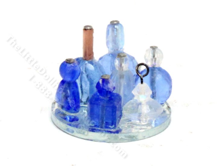 (image for) Miniature Blue Perfume Tray for Dollhouses