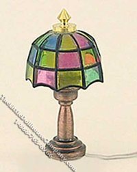 (image for) Miniature 1" Scale 12v Tiffany Style Table Lamp