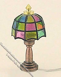 (image for) Miniature 1" Scale 12v Tiffany Style Table Lamp