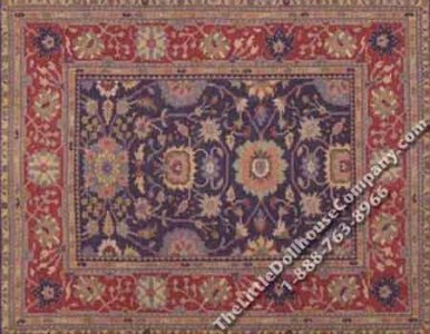 (image for) Miniature Blue and Red Carpet with Flowers for Dollhouses