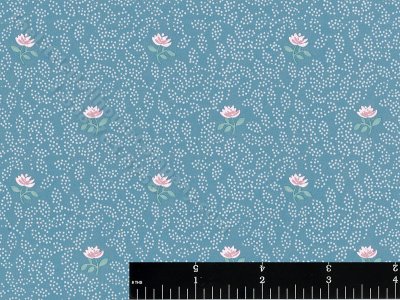 (image for) Pink Roses on Blue Miniature Wallpaper for Dollhouse