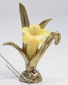 (image for) Dollhouse Scale Model Brass Art Deco Lily Table Lamp