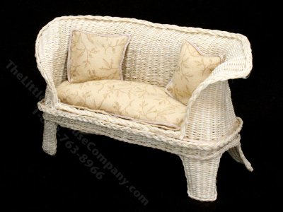 (image for) Miniature Beige and Natural Wicker Sofa for Dollhouses