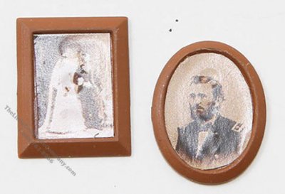 (image for) Miniature Brown Framed Sepia Photos For Dollhouses