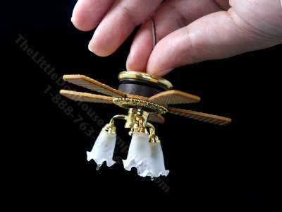 (image for) Miniature 12V Ceiling Light and Working Fan for Dollhouses