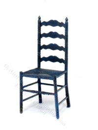(image for) Miniature Blue Ladderback Chair for Dollhouse