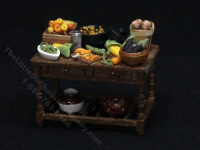 (image for) 1:24 Scale Miniature Vegetable Preparation Table for Dollhouses