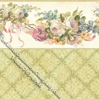 (image for) Vintage Rose Swag Pattern Miniature Wallpaper for Dollhouses