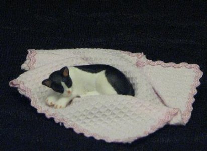(image for) Dollhouse Scale Model Naughty Kitty on Throw by Janet