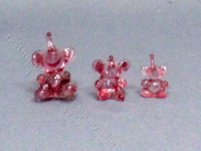 (image for) Miniature Pink Glass Elephant Trio Figurines for Dollhouses
