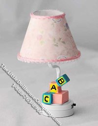 (image for) Miniature Battery Operated ABC Blocks Lamp w Colorful Shade