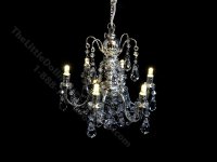 (image for) Miniature Battery Operated 6-Arm Silver Crystal Chandelier with Wand