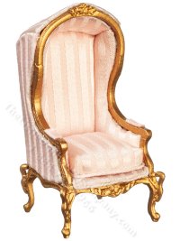 (image for) Miniature 1/2" Gold and Light Pink Hooded Chair for Dollhouses