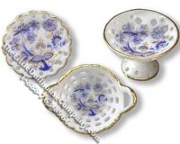 (image for) Miniature Blue Onion Fancy Bowl Set for Dollhouses