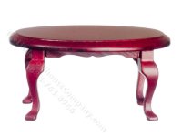 (image for) Miniature Oval Coffee Table for Dollhouses - Mahogany