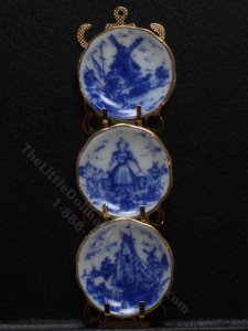 (image for) Miniature Delft Blue Porcelain Plates on Gold Rack