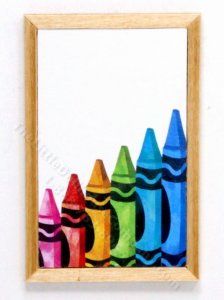 (image for) Miniature Crayons Rectangular Framed Print in Wood Frame