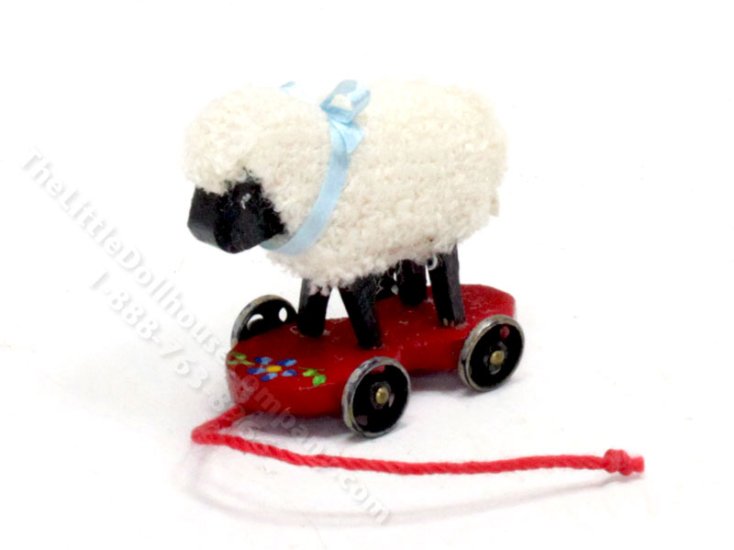 (image for) Miniature Sheep Pull Toy for Dollhouses