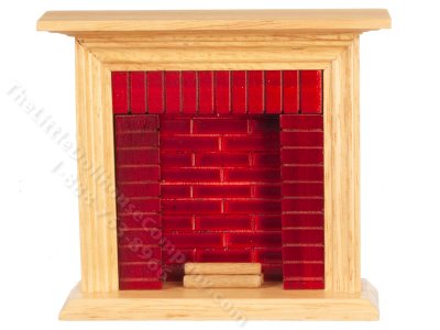 (image for) Miniature Brick and Oak Fireplace for Dollhouses