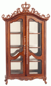 (image for) Miniature Walnut Royal Etienne Hutch for Dollhouses