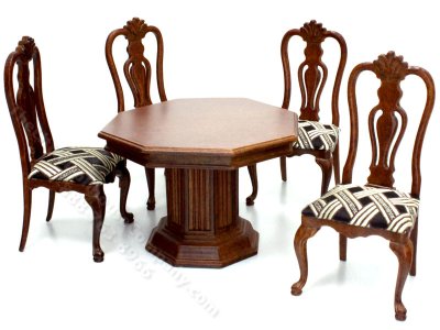 (image for) Dollhouse 5-Piece Miniature Walnut Dining Set