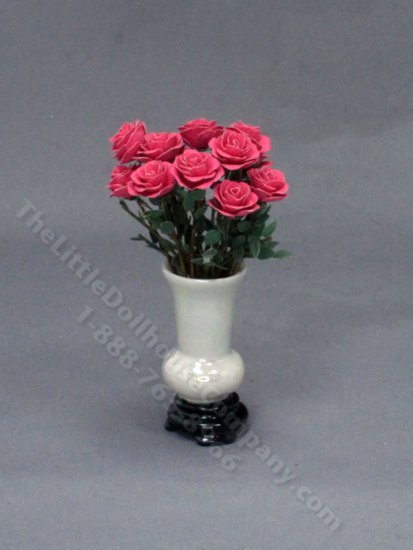 (image for) Handmade Vintage Vase of Roses for Dollhouses