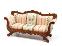 (image for) Miniature Walnut Empire Victorian Sofa For Dollhouses - Floral