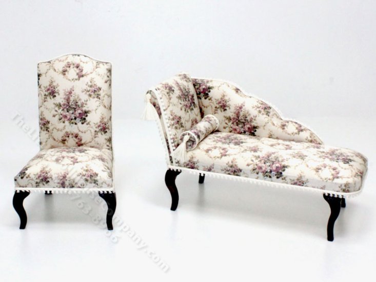 (image for) Miniature Floral Chaise and Chair by Maggie Brown