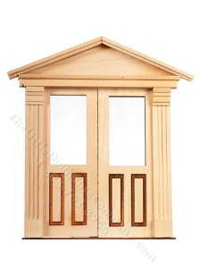 (image for) Dollhouse Unfinished Raised Panel Double Door with Glass