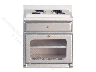 (image for) Miniature Silver Stove with White Top for Dollhouses