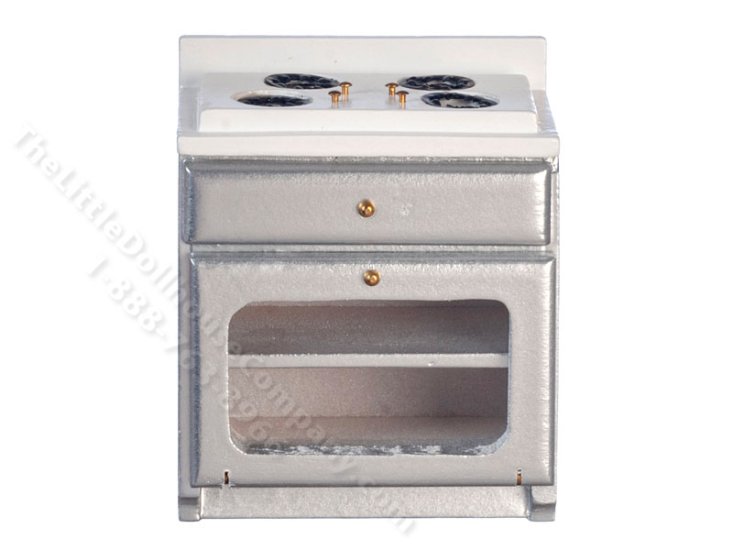 (image for) Miniature Silver Stove with White Top for Dollhouses