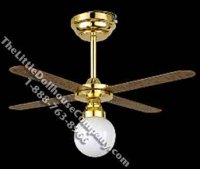 (image for) Miniature Ceiling Fan with Battery Operated Lamp for Dollhouses
