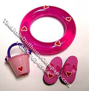 (image for) Dollhouse Scale Model Pink Summer Beach Accessories By Barb