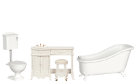 (image for) Miniature 4pc Avalon White Bathroom Set for Dollhouses