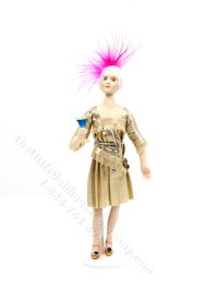 (image for) Miniature Handcrafted Vintage Flapper Woman in Gold
