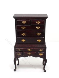 (image for) Miniature Mahogany Chest of Drawers with Brass for Dollhouses
