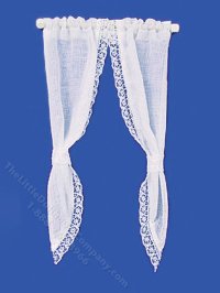 (image for) Miniature Tied-Back Demi Curtains for Dollhouses