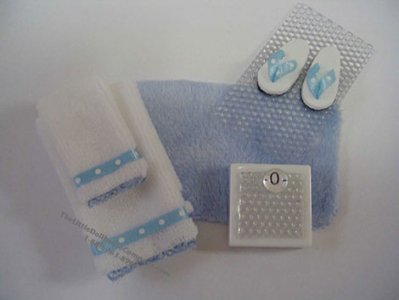 (image for) Miniature Blue Bathroom Accessories Set For Dollhouses