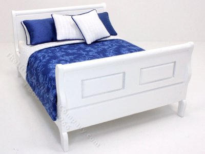 (image for) Miniature Modern White Bed Dressed in Blue Floral