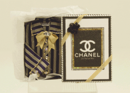 (image for) Miniature Navy and Gold Striped Chanel Blouse by Judith Blondell