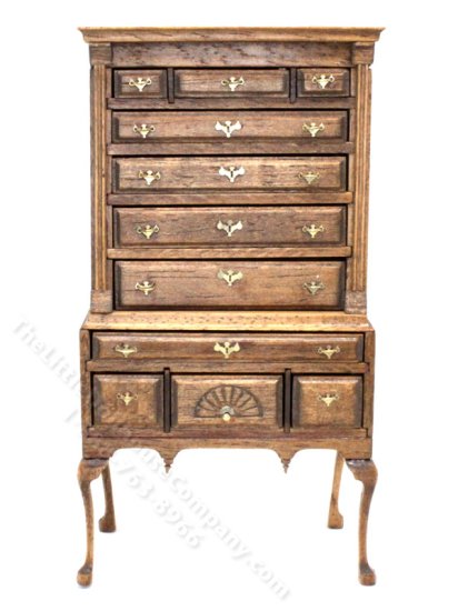 (image for) Miniature Walnut Highboy for Dollhouses