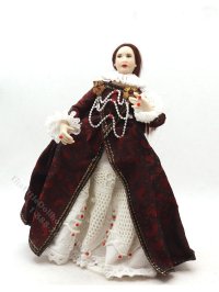 (image for) Miniature Handcrafted Vintage Elizabethan Woman in Dark Red