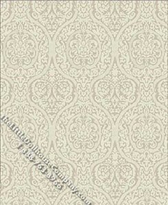 (image for) Gray on Cream Damask Pattern Miniature Wallpaper for Dollhouses