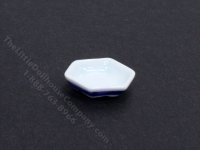 (image for) Miniature Small Hexagonal Ceramic Plate with Blue Edge