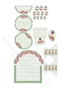 (image for) Miniature Green Perfume Shelf Decorator Sheet for Dollhouses