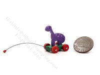 (image for) Miniature Purple Dino Pull Toy by Keenderson for Dollhouses