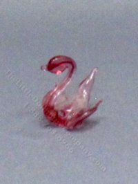 (image for) Miniature Pink Glass Swan Figurine for Dollhouses