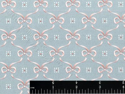 (image for) Pink Bow on Blue Miniature Wallpaper for Dollhouses