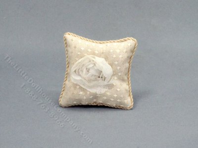 (image for) Miniature Pillow with Tulle Rose by Judith Blondell