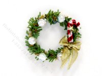 (image for) Miniature Wreath w/ Candy Cane for Dollhouses